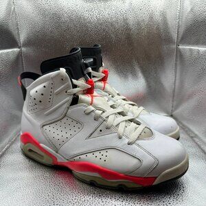 Size 11 Air Jordan 6 Retro 2014 White Infrared Men's Basketball Shoes 384664-123